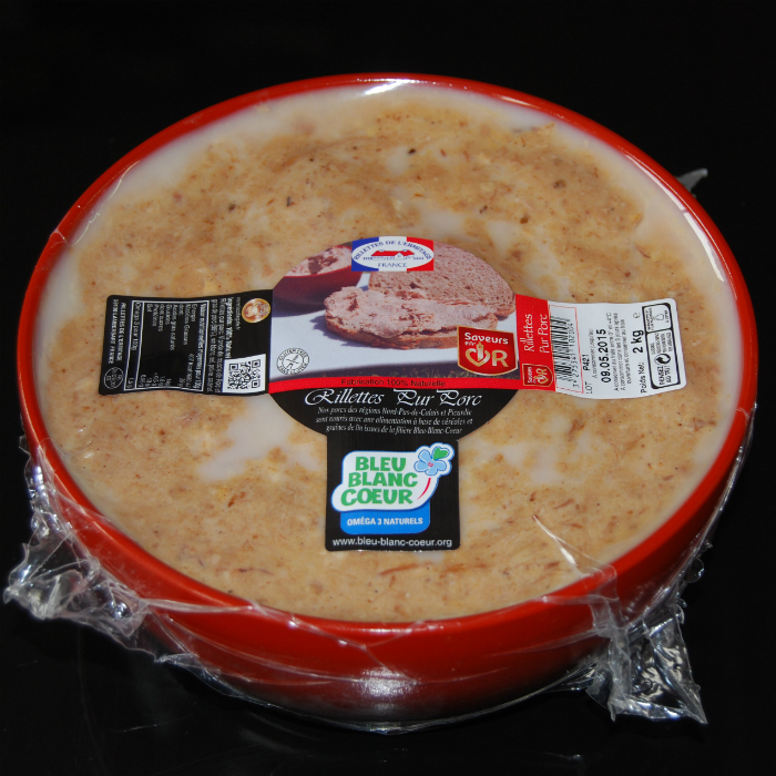 Rillettes pur porc Bleu Blanc Coeur 2 kg