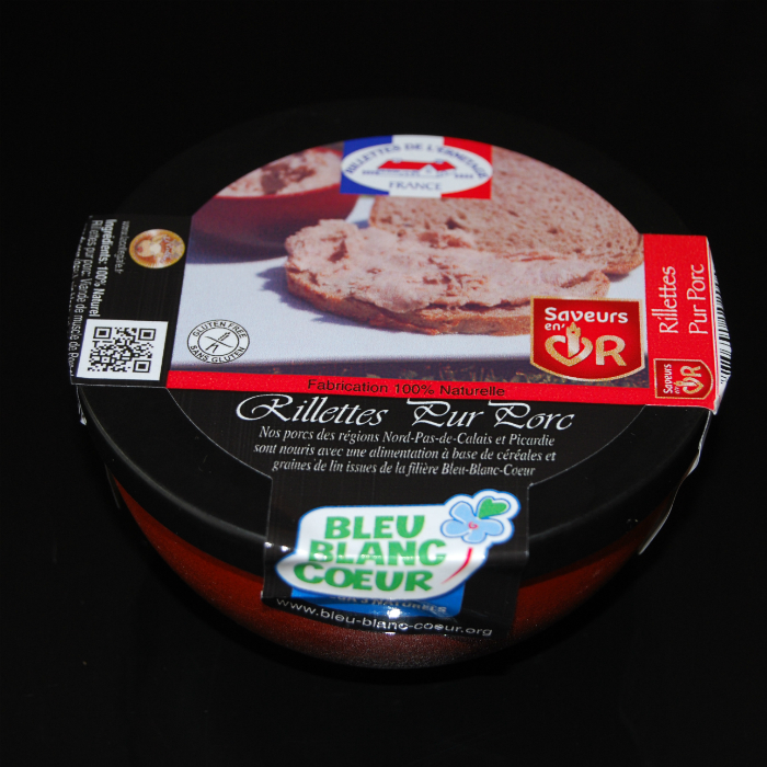 Rillettes pur porc bleu blanc coeur