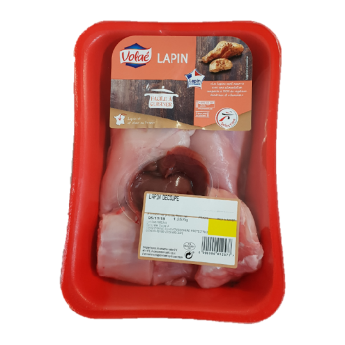 Lapin entier découpé – Barquette