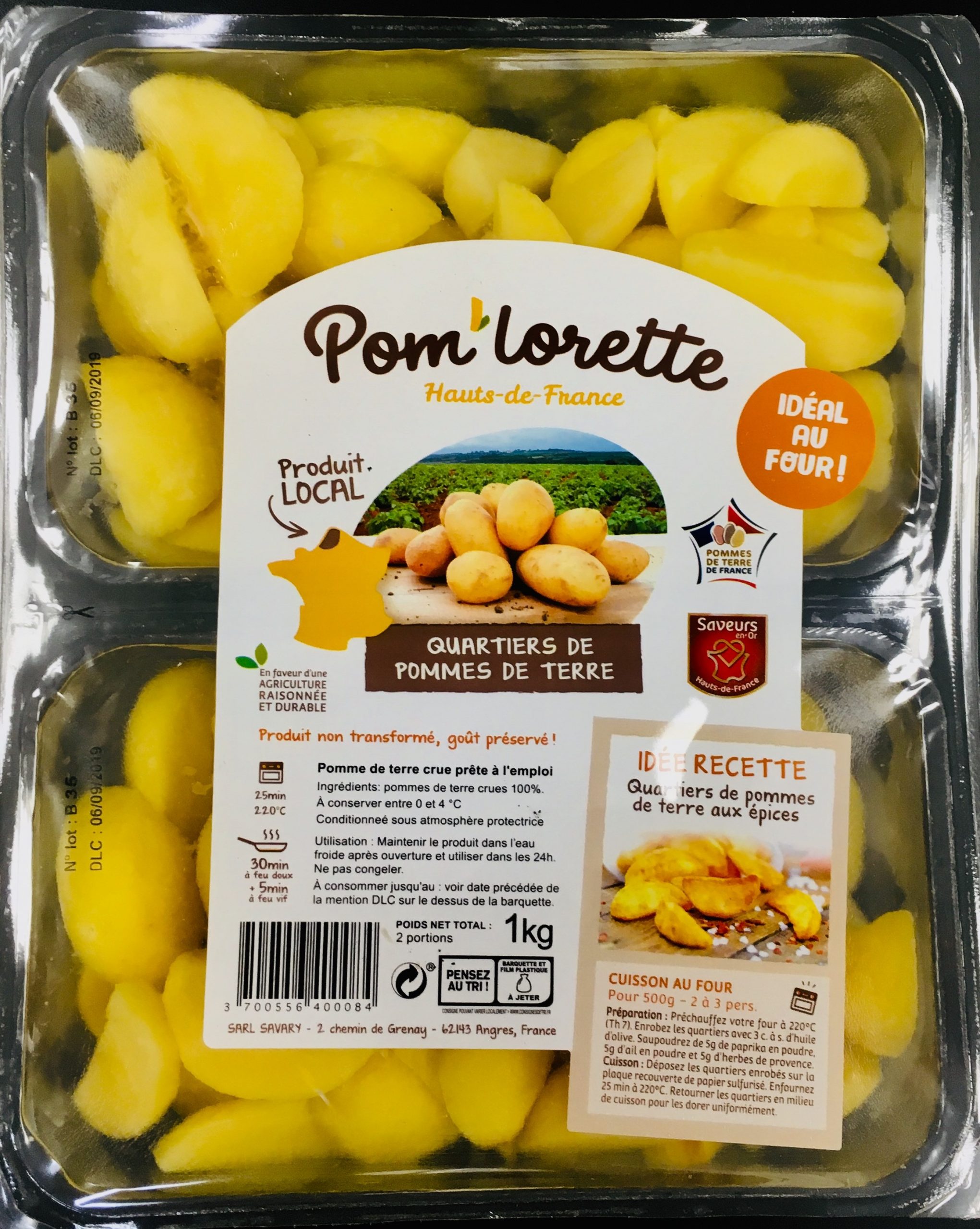 Quartiers de pommes de terre