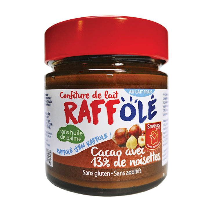 Confiture de Lait RaffOle au cacao et 13% noisettes pot 250gr